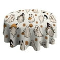 thumbnail image 4 of Round Tablecloth Ghost Cute Flower Spooky Table Cloth Waterproof Fabric Stain-Resistant Wrinkle Free Soft Table Covers for Dining Kitchen Parties Heavy Weight Tabletop Cover 60x60 Inch, 4 of 5