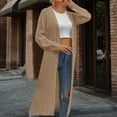 thumbnail image 3 of QUYUON Knit Cardigan Sale Long Sleeve Lightweight Cardigan Polyester Plus Size Cardigans Women Cardigan Jacket Style Q-5506 Winter Knit Sweater Outerwear Coat Khaki XL, 3 of 6