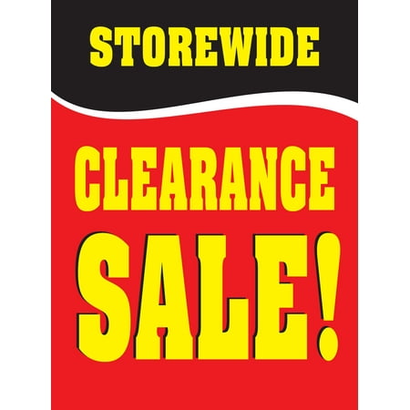 Storewide Clearance Sale Red & Black Retail Display Sign, 18