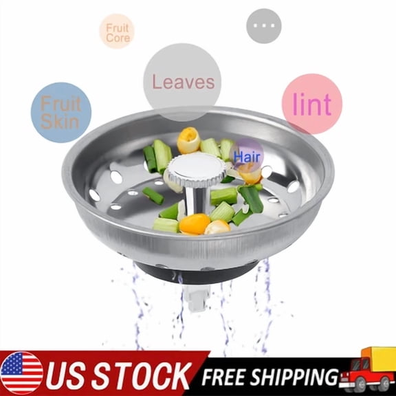 Stainless Steel Home Kitchen Sink Drain Stopper Basket Strainer Waste Plug Usa