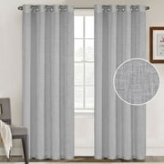Turquoize Semi-Sheer Linen Grommet Top Blended Curtain Drapes for Bedroom/ Living Room(2 Panels), 52" W x 96" L, Dove