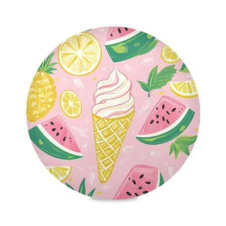 

Round Placemat Set 15.4 Inch Diameter Table Mats Heat-Resistant Decorative for Dining Tables Watermelon Pineapple