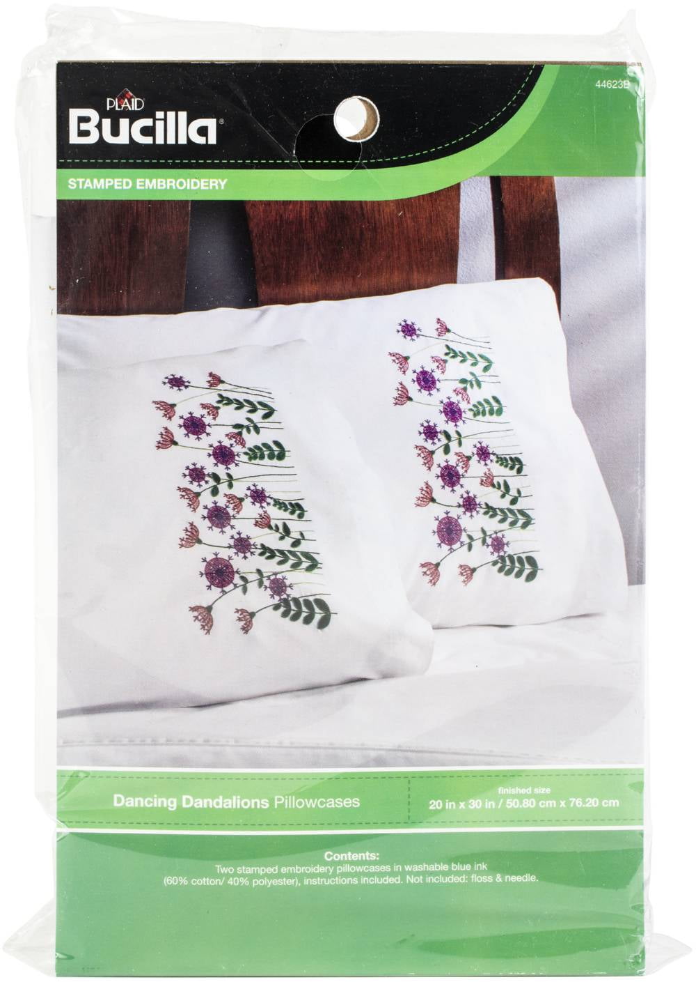 Bucilla Stamped Embroidery Pillowcase Pair 20"X30"Dancing Dandelions