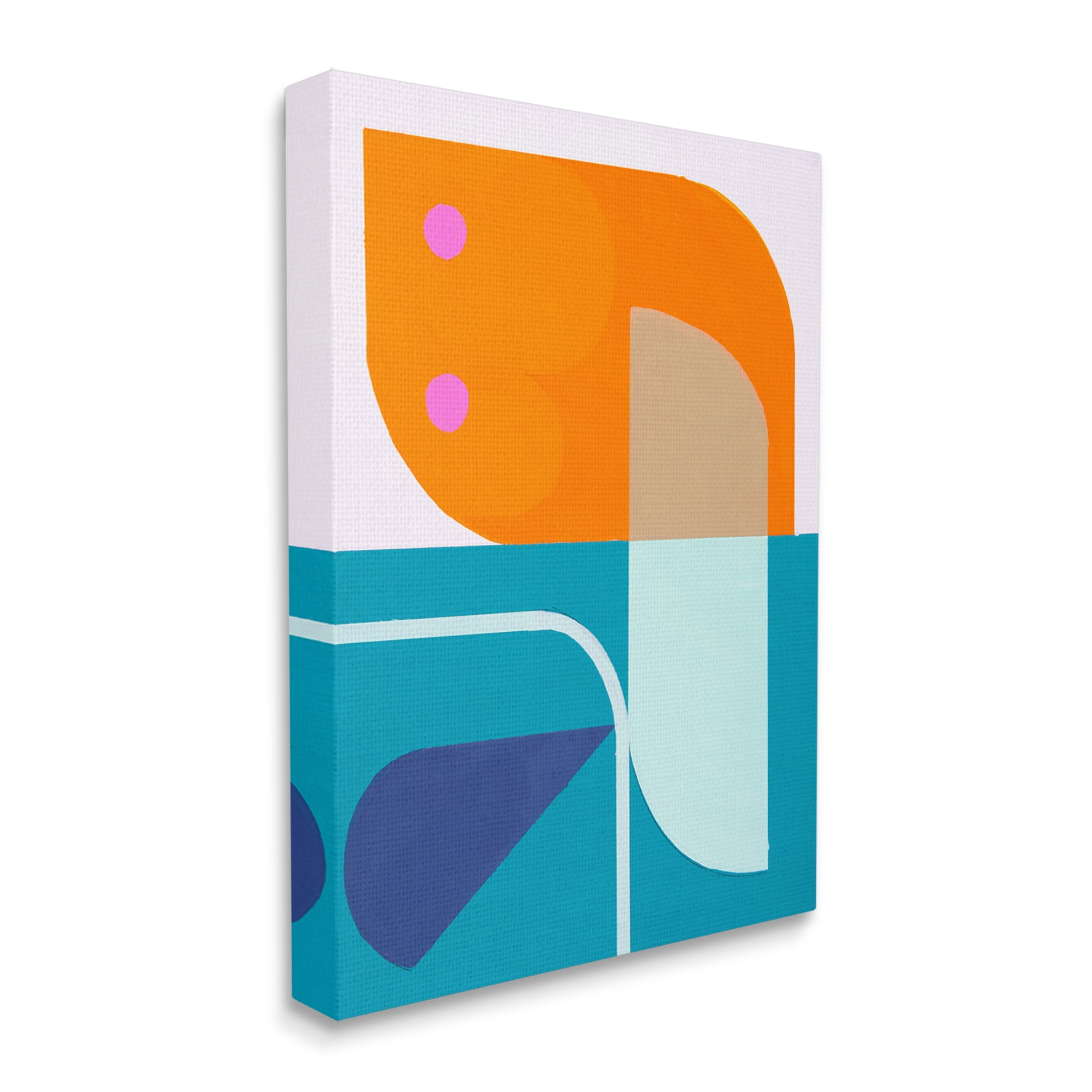 Stupell Industries Orange & Blue Contemporary Abstract Painting Gallery Wrapped Canvas Art Print Wall Art, 36 x 48