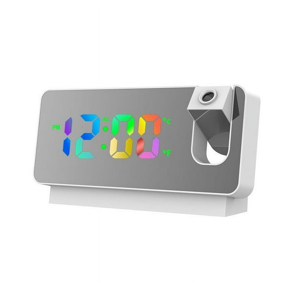 Reloj de Proyección con Espejo, Pantalla Led Grande, Función Silenciosa, Despertador Electrónico Creativo con Proyección