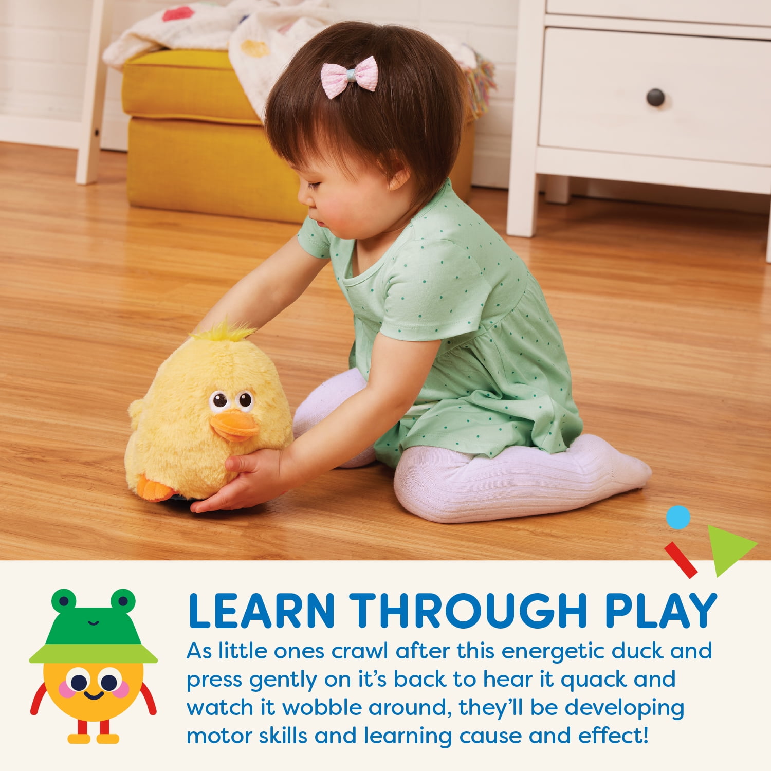 Battat Quack 'n’ Waddle Duck Interactive Plush Walking Stuffed Toy Duck