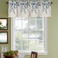thumbnail image 3 of 2 Pack Navy Blue Eucalyptus Valances for Windows Bedroom Living Room Window Treatments, Farmhouse Weeping Leaves Linen Rod Pocket Valance Drapes Short Kitchen Curtains Over Sink 60"x18", 3 of 8