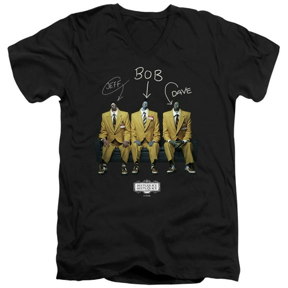 Beetlejuice Beetlejuice Shrinker Group Unisex Adult V-Neck T Shirt (Small) Black