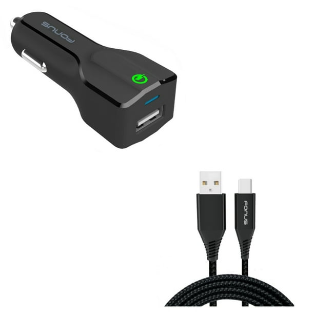 10ft USBC Cable w Car Charger for Samsung Galaxy A73 5G,A53 5G,A33 5G