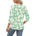 thumbnail image 4 of CYMMPU Loose Fit Tunic Tops 3/4 Sleeve Blouses for Women Dressy Casual Spring Tops Crew Neck Summer Fashion Shirts Flower Pattern Lightweight Basic T-Shirts Green L, 4 of 6