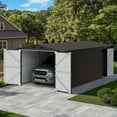 thumbnail image 1 of Sunjoy 10 ft. x 20 ft. Outdoor Storage Shed, Carport, Light Grey, 1 of 11