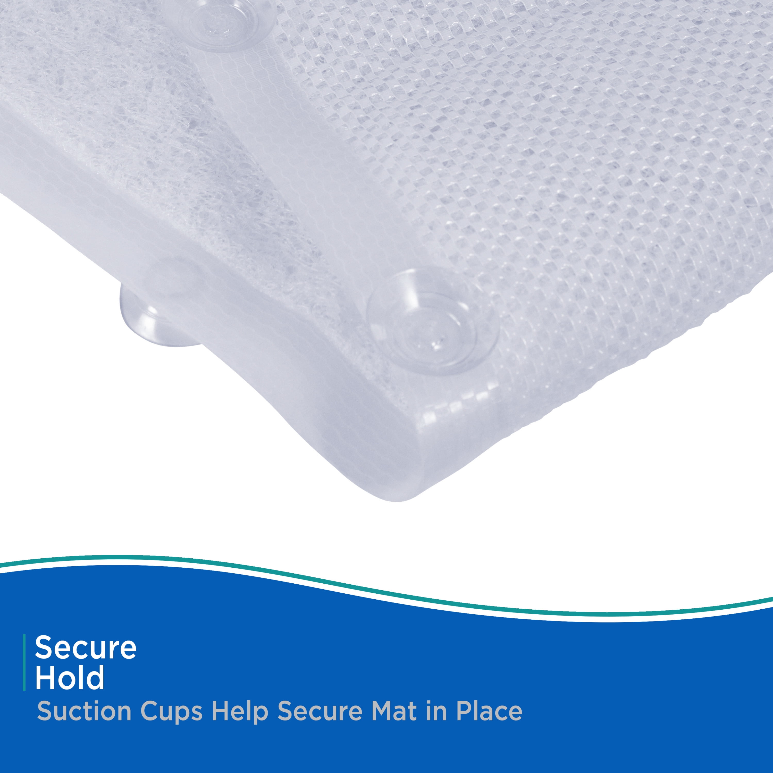 Kenney® Inside the Shower Vinyl Loofah Bath Mat with Suction Cups, 29" L x 17" W, Clear Frosted
