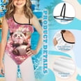 thumbnail image 6 of Uorisanigo Cute Panda Cherry Blossom Swimsuits for Girls One Piece Single Spaghetti Strap Bathing Suit Swimwear Size 3-4 Polyester and Spandex Fabric Outdoor Swimwear, 6 of 7