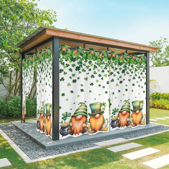 Outdoor Curtains for Patio Waterproof, St. Patrick's Day Outdoor Privacy Panels Grommet, Lucky Shamrocks Harp Beer Spring Plants Blackout Outside Curtains for Porch/Cabana 54"x108", 2 Panels