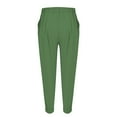 thumbnail image 5 of Elastic Waist Casual Trousers with Pockets, Cotton and Linen Blend, Green 5XL, Size S-5XL, 5 of 9