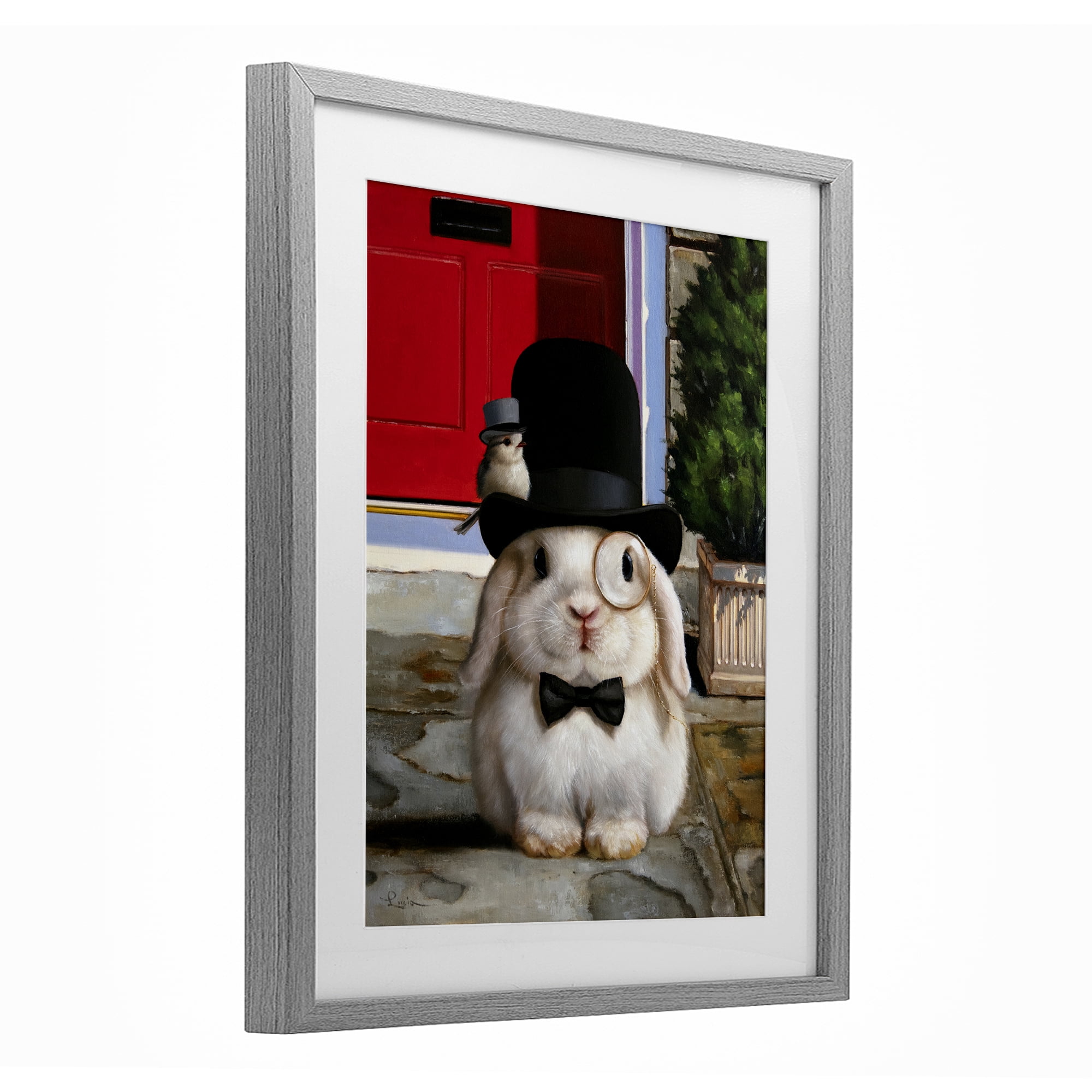 Stupell Industries Lord Bunbury Rabbit Gray Framed Print Under Glass, design by Lucia Heffernan