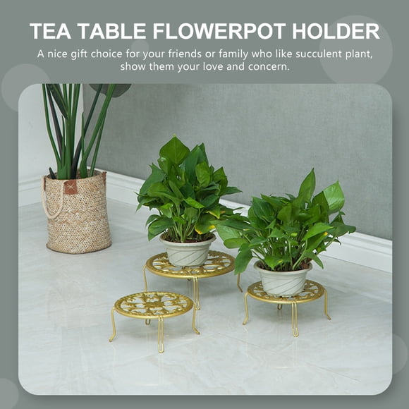 HEALEEP Base Para Macetas En Hierro Dorado Resistente Para Almacenar Y Exhibir Plantas Suculentas