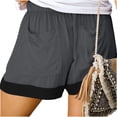thumbnail image 7 of Oiangi Womens Flat Front Shorts Color Block Summer Shorts Elastic Waist Drawstring Holiday Travel Shorts with Pockets Gray M, 7 of 7