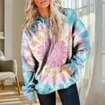 thumbnail image 5 of BiZtdJrK Trendy Sweatshirts for Women Tie Dye Long Sleeve Casual Hooded Sweatshirt Drawstring Regular Fit Hoodie Pullover with Kangaroo Pocket Light Blue XXL, 5 of 8