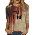 thumbnail image 2 of Jienlioq Hauts Tube pour Femmes T-Shirt Imprimé de Mode pour Femmes Blouse à Manches 3/4 Col Rond Hauts Décontractés Liquidation, 2 of 4
