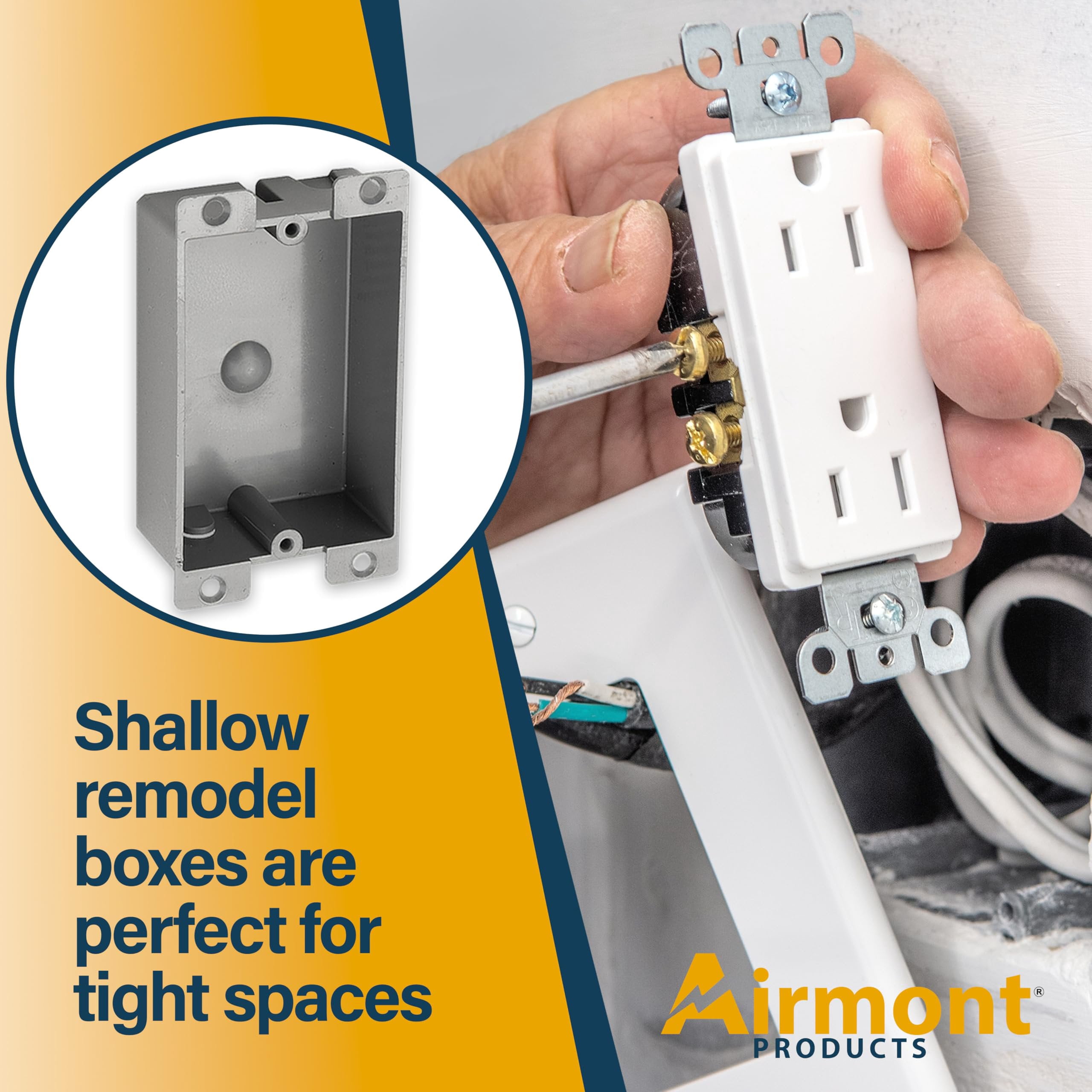 Old Work Round Electrical Box, One-Gang Grey PVC Junction Box, Electrical Old Work Box with Built-in Mounting Tabs, Mounting Wings, 2-Hour Fire Rated Walls 12, 8 Cubic Inch Box