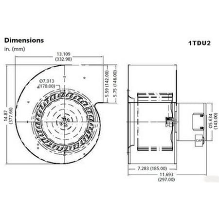 UPC 663001413400 product image for Dayton Model 1TDU2 Blower 1202 CFM 1390 RPM 115/230V 60/50hz (4C831) | upcitemdb.com
