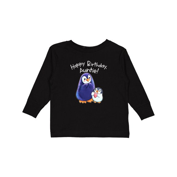 Inktastic Happy Birthday, Auntie- Cute Penguins Boys or Girls Long Sleeve Toddler T-Shirt