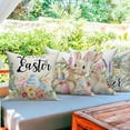 thumbnail image 3 of Happy Easter Bunny Throw Pillow Covers 18x18 Set of 4,Cute Rabbits Flower Eggs Decorative Pillow Cases for Bedroom Sofa Couch, 3 of 6