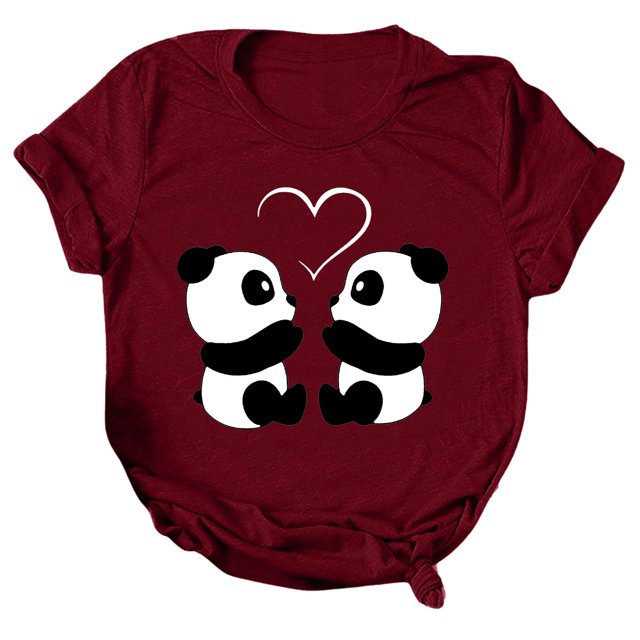 Gibobby Casual Playera de Manga Corta para Mujer Mujeres Casual Fashion Tops Camisa Lindo Animal Impreso camisa corta manga corta cuello redondo Tee Tops Loose Tuni(Vino,XL)