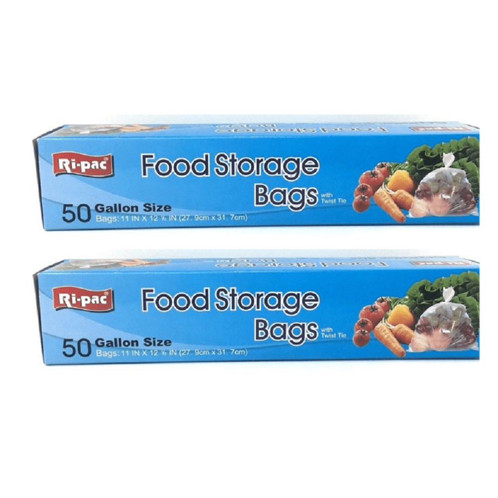 Food Storage Bags With Twist Tie 50 Bags 11 in 12.5 in Pack of 2