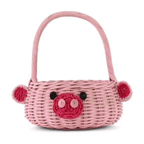G6 Collection Hand Woven Pig Rattan Basket Decorative Home Decor Bin Organizer Storage Cute Handmade Handcrafted Gift Art Easter Decoration Wicker Piggy