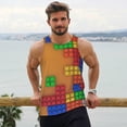 thumbnail image 6 of Fuzoiu Colorful Building Blocks A Print Men's Workout Tank Tops,Sleeveless Gym Shirt Quick Dry,Fitness Bodybuilding T-Shirt,Muscle Athletic Workout Tee-Medium, 6 of 7