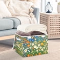 thumbnail image 3 of Yayeee Collapsible Cube Storage Bin with Lid Fabric Closet Decorative Basket with Handles, Orange Floral Garden, 3 of 7
