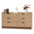 thumbnail image 4 of 53 Inch Wide Natural Oak 6-Drawer Bedroom Dresser, Multi-Functional Wooden Storage Cabinet Ideal as TV Stand for Living Room & Hallway, 4 of 6