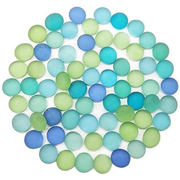 HappyFiller 2 Livres de Verres de Mer Givrés Gemmes Marbre Plat Aquarium Galets pour Remplisseurs de Vases, Table Dispersée, Artisanat, Décoration de Bol, Pierre de Fontaine, Aquarium, Bleu Vert Aqua Teal