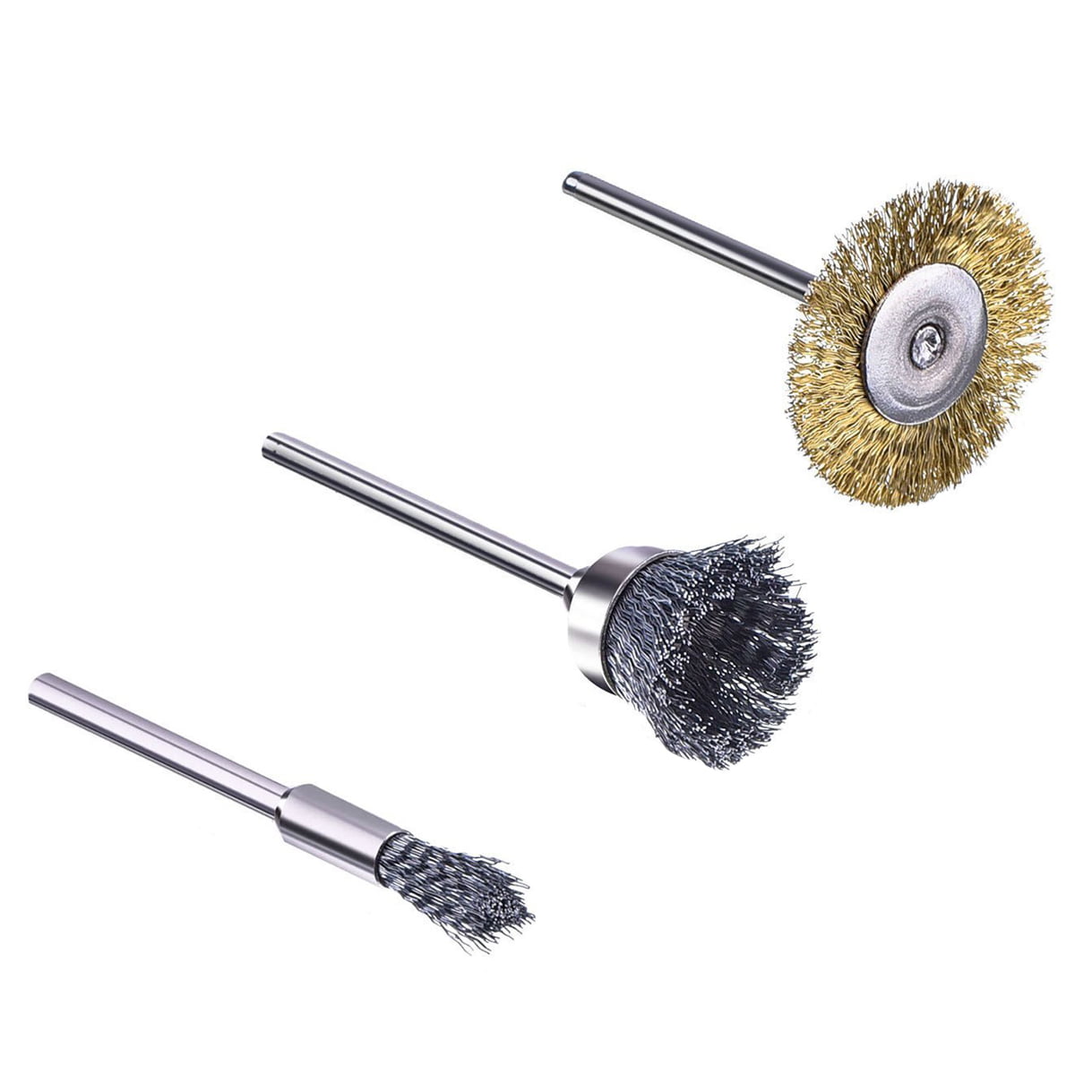 3mm 44 Pieces Mini Wire Brush Wheel Cup Brass Steel Wire Brush Set 1/8inch For