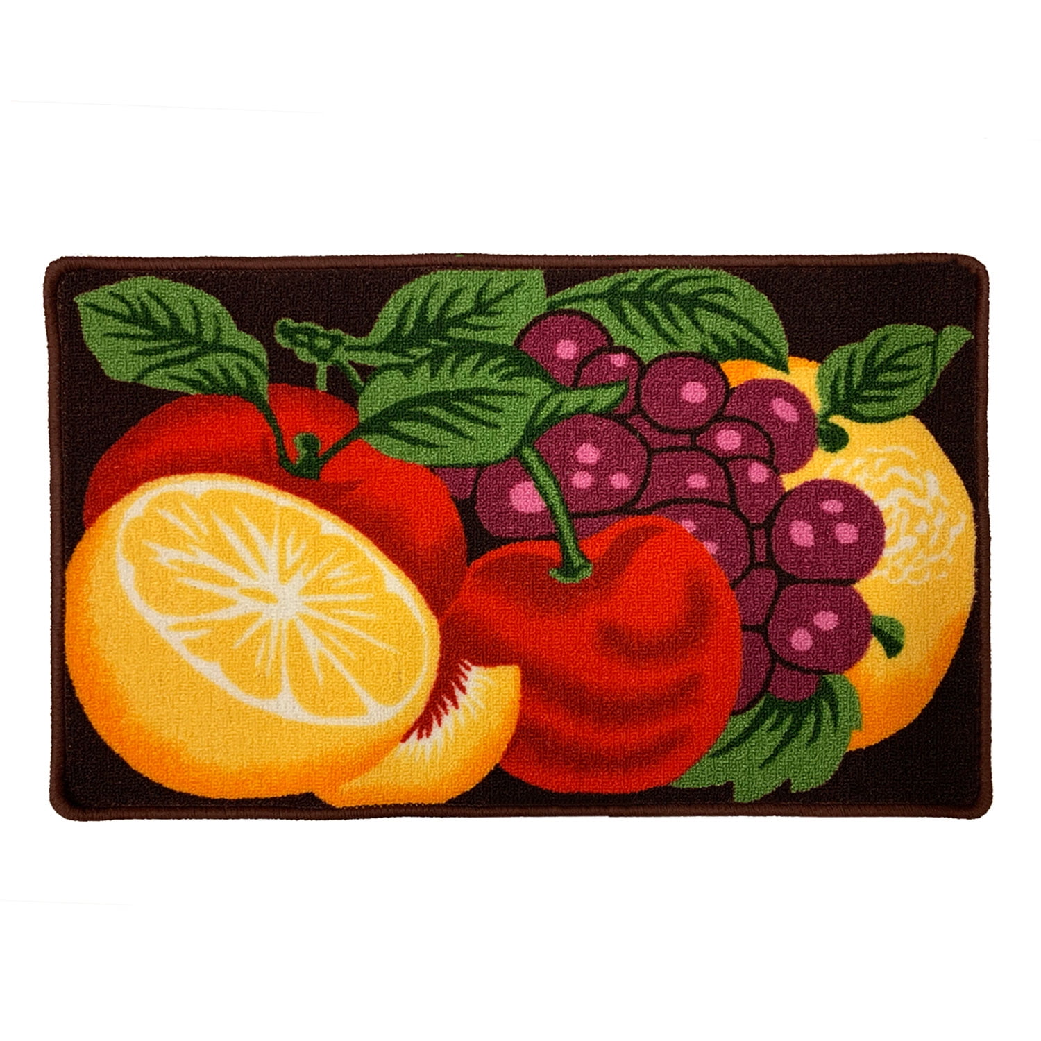 Yummy Fruits Printed Kitchen Rug Mat, BrownPurple, 18x30 Inches