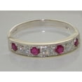 thumbnail image 5 of LBG 18k White Gold Natural Diamond and Ruby Womens Band Ring (0.18 cttw, H-I Color, I2-I3 Clarity), 5 of 5