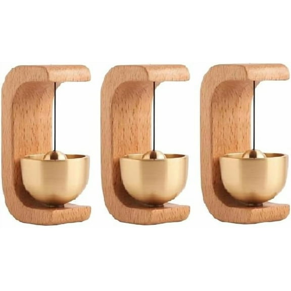 Door Chime for Entrance [3PCS] Magnetic Brass Doorbell | Handmade Wooden Doorbell Shopkeepers Bell for Door Opening | Wooden Magnetic Door Bell Chime for Entrance | Welcome Doorbell, 1