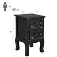 Costway Black Night Stand w/ 2 Storage Drawers, Wood End Accent Table