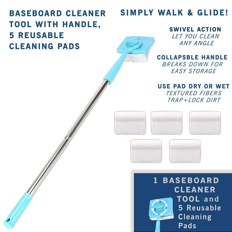 Adjustable Conforming Baseboard Cleaner Tool Long Handle Dust