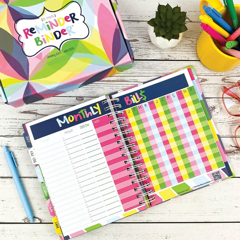 Reminder Binder® 2024-2025 Planner; 18-month Calendar with Budget Planner  Stickers (Petals)