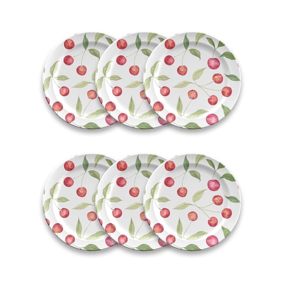 Abode Homewares by TarHong Berries & Cherries Salad Plate, 8.5 x 0.7", Set of 6