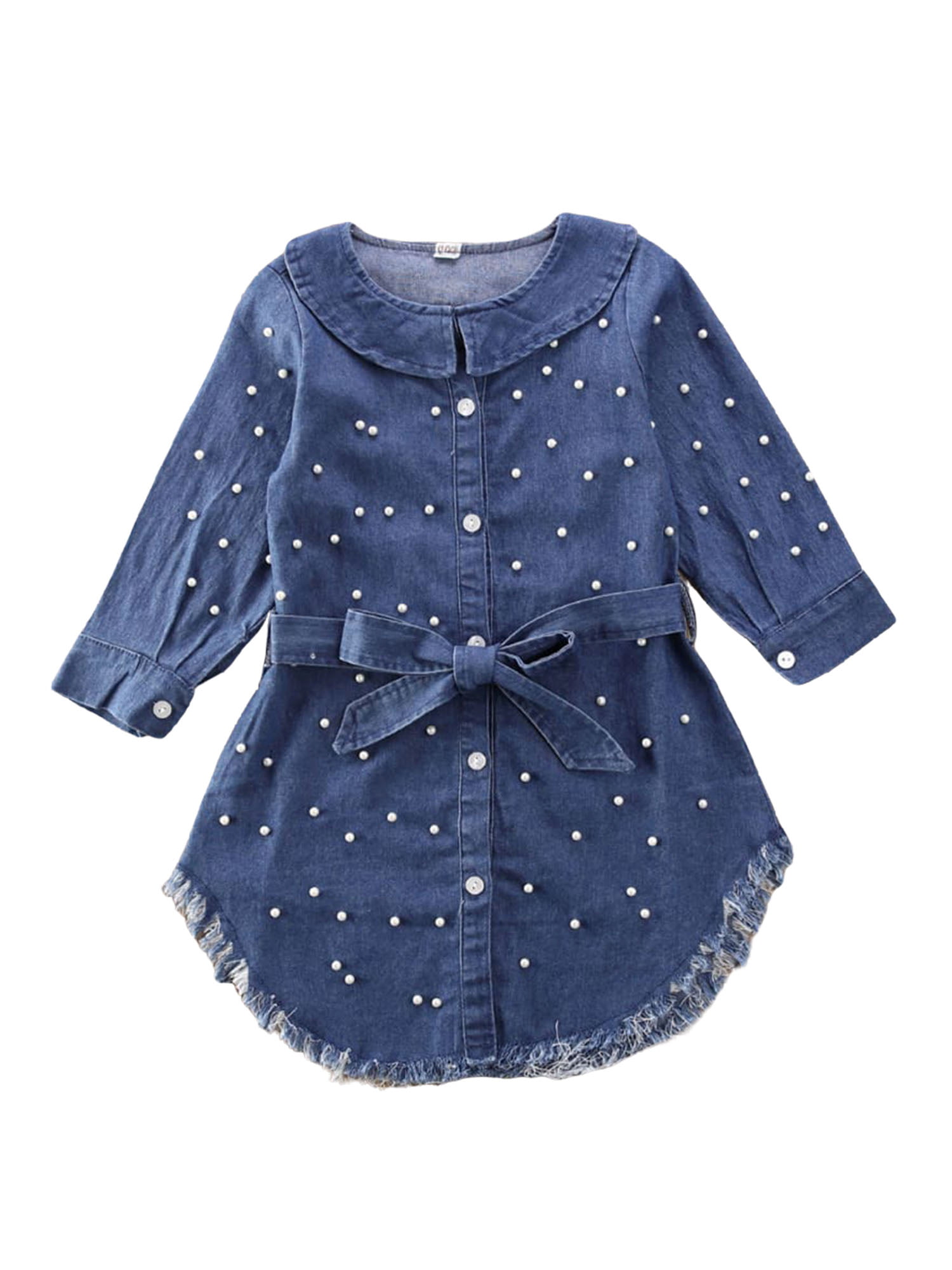 Seyurigaoka Girls  Organic Cotton Long-Sleeve Dresses Toddler Baby Girl Basic Plain Ruffle Shirt Tunic Dess 1 Piece Outfits