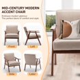 thumbnail image 5 of LegaHome Mid-Century Modern Accent Chair, Fabric Arm Chair with Solid Wood Frame and Extra-Thick Backrest, Upholstered Lounge Armchair Comfort Reading Chair for Living Room, Light Camel, 5 of 11