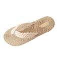 thumbnail image 2 of Women's Braided Strap Flat Flip Flops Open Toe Casual Summer Footwear Beige 37, 2 of 9