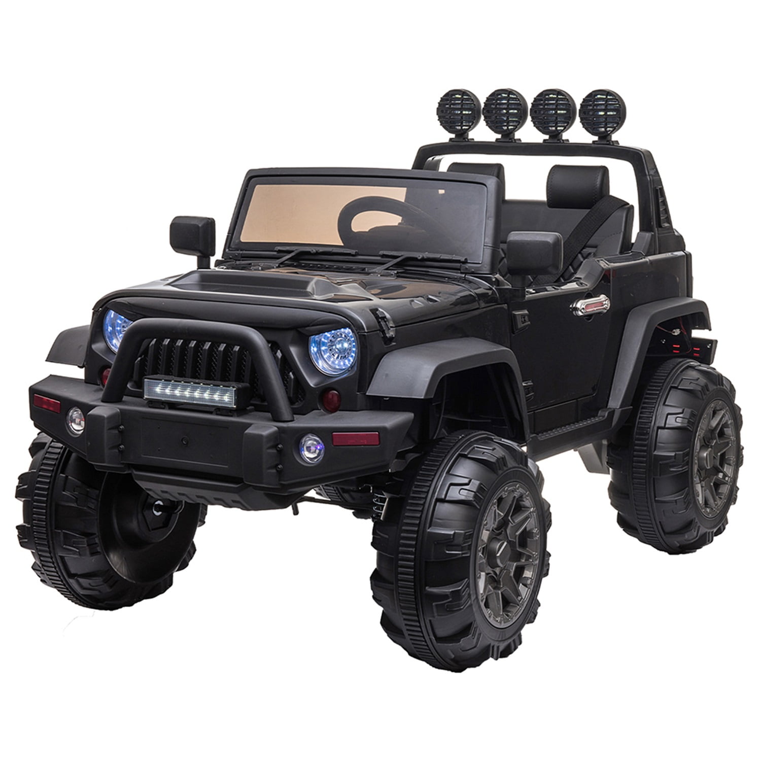CIPACHO 12 V Battery Powered Ride on Truck, Electric Vehicle Toy with Remote Control, LED Lights, Horn, Music, Spring Suspension, Ride on Car for Kids, Black CIPACHO 12 V Battery Powered Ride on Truck, Electric Vehicle Toy with Remote Control, LED Lights, Horn, Music, Spring Suspension, Ride on Car for Kids, Black