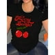 thumbnail image 1 of 1pc Women's Plus Size Cotton T-Shirt with Cherry Bomb Print, Casual Sports Crew Neck, All-Season ShoCamisetas para mujer, lindas camisetas con estampado gráfico, de manga corta, estilo casual, para ve, 1 of 7