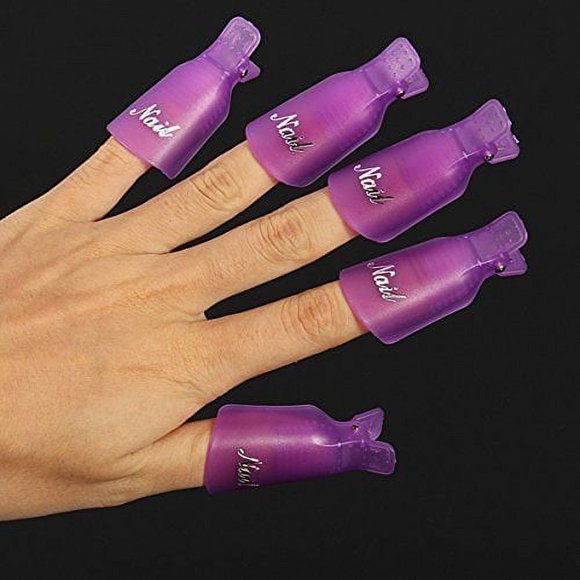 Onwon 10 piezas profesional plástico acrílico uñas arte remojo tapa clip UV gel removedor de esmalte envoltura limpiador clip tapa herramienta (púrpura)
