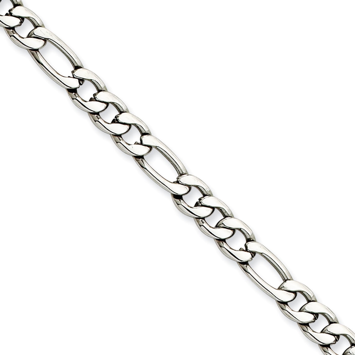 Stainless Steel Figaro Chain Bracelet 
